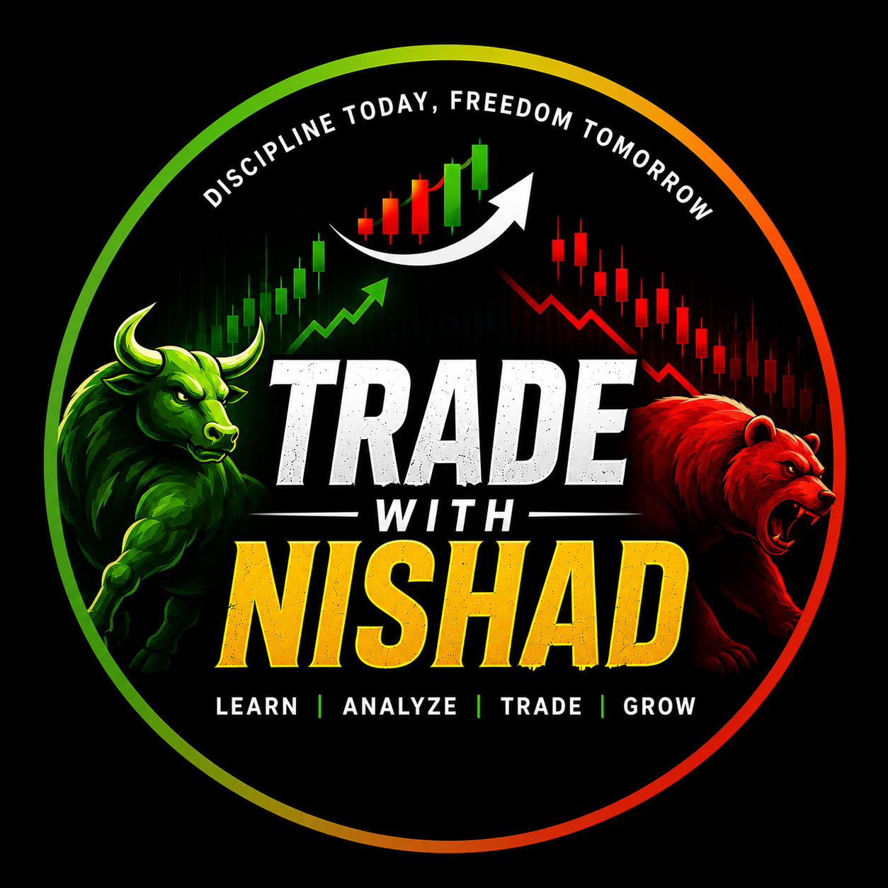 Trade with Nishad bull and bear logo